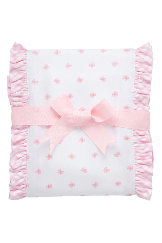 3 Marthas Pink Bow Fancy Fabric Burp