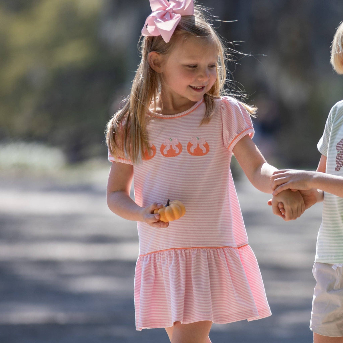 Shrimp and Grits Kids Pumpkin Bow Dress