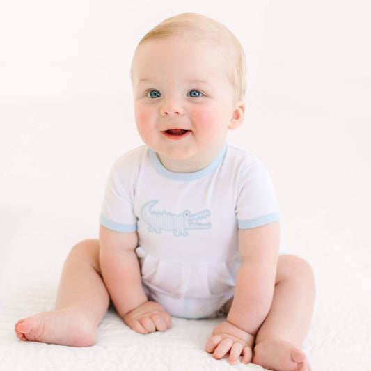 Magnolia Baby Gator Applique Bubble - Light Blue