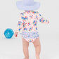 Rufflebutts Girls Periwinkle Blue Seersucker Swim Hat