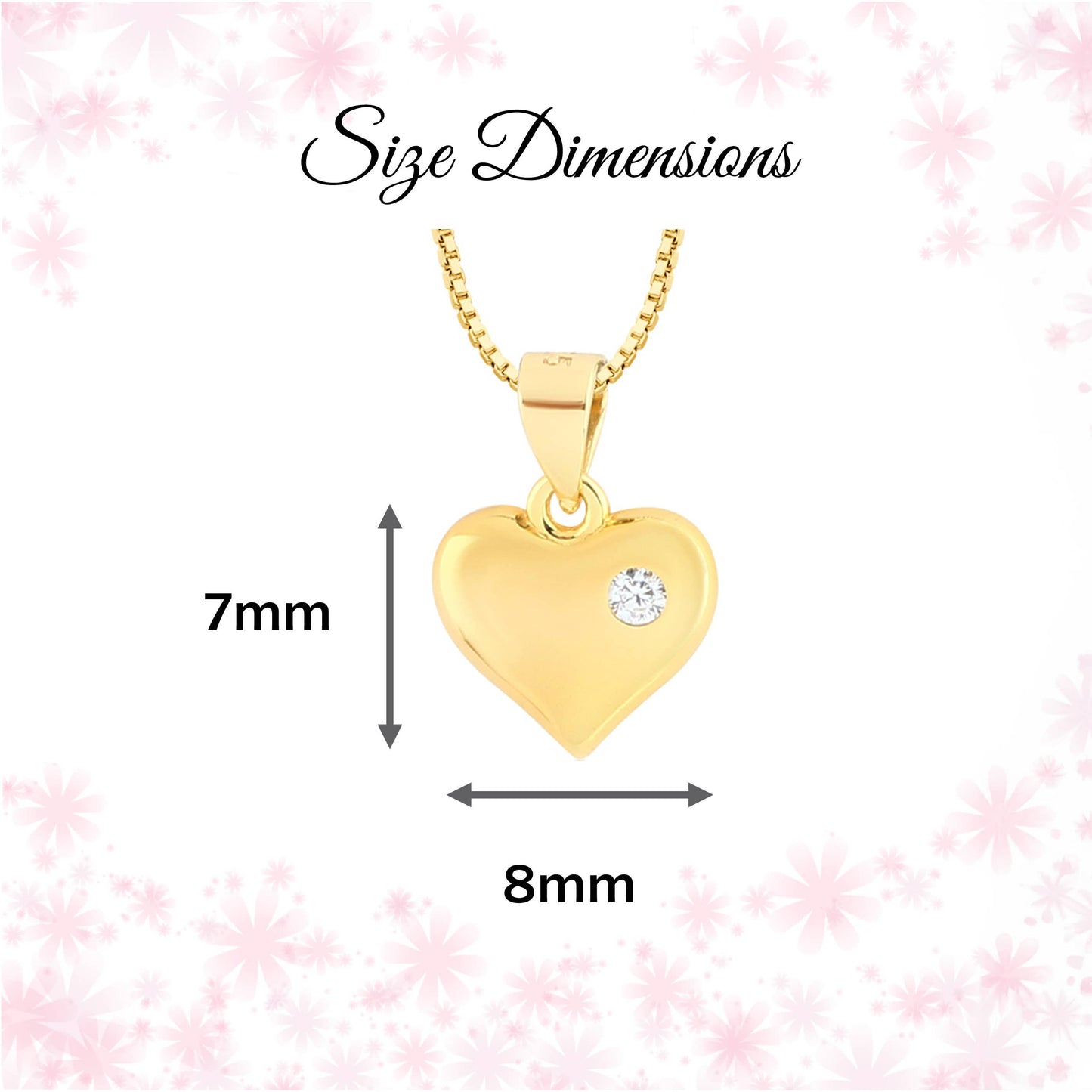 Girls 14K Gold-Plated Puff Heart Charm Necklace