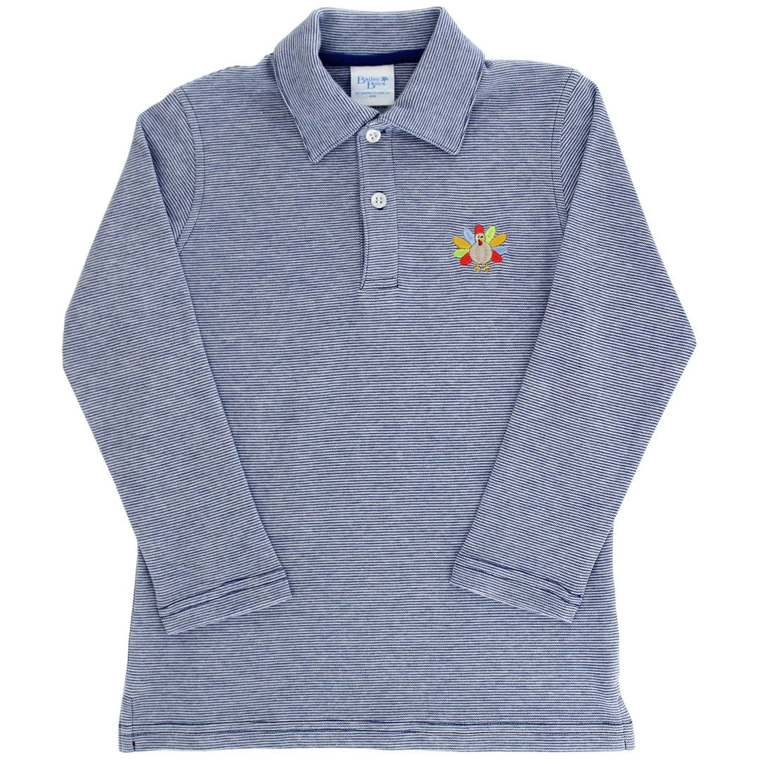 Bailey Boys Turkey On Royal Microstripe Polo