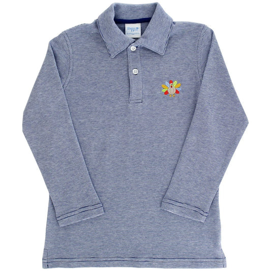 Bailey Boys Turkey On Royal Microstripe Polo