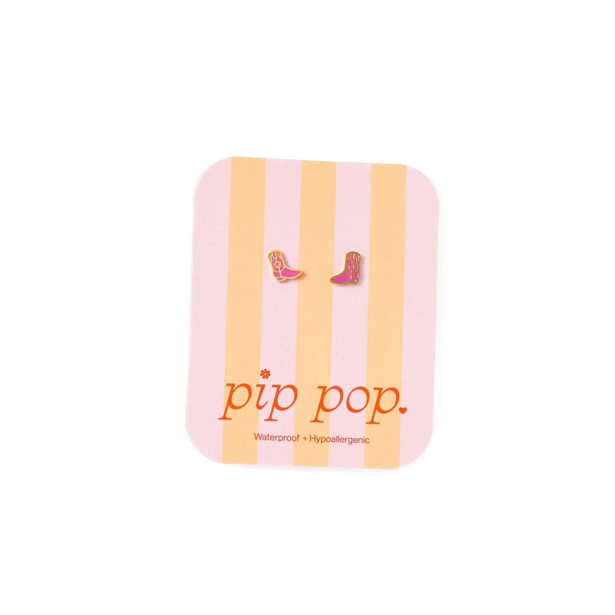 Pip Pop Post Cowboy Boot Stud Earrings - Hypoallergenic, Flat Back, Girl