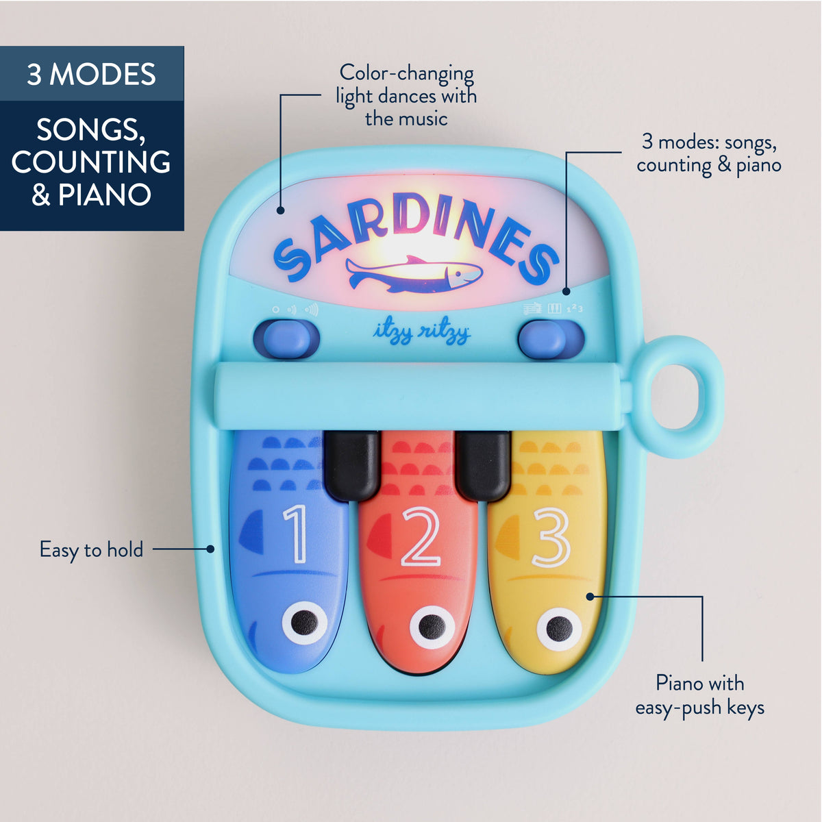 Itzy Ritzy Bitzy Tunes™ Sardines - Light-up Interactive Piano Toy