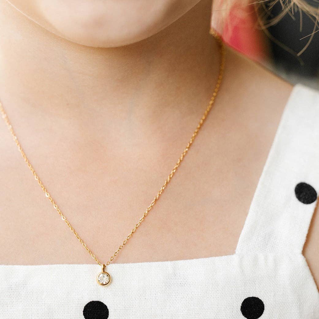 Pip Pop Post Diamond Pendant Necklace Earring - Hypoallergenic, Girl Gift