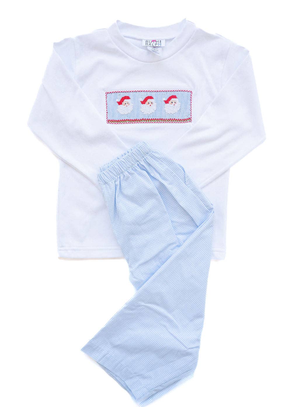 Ruth and Ralph Santa Claus Smocked Beau T-Shirt/Pants Set