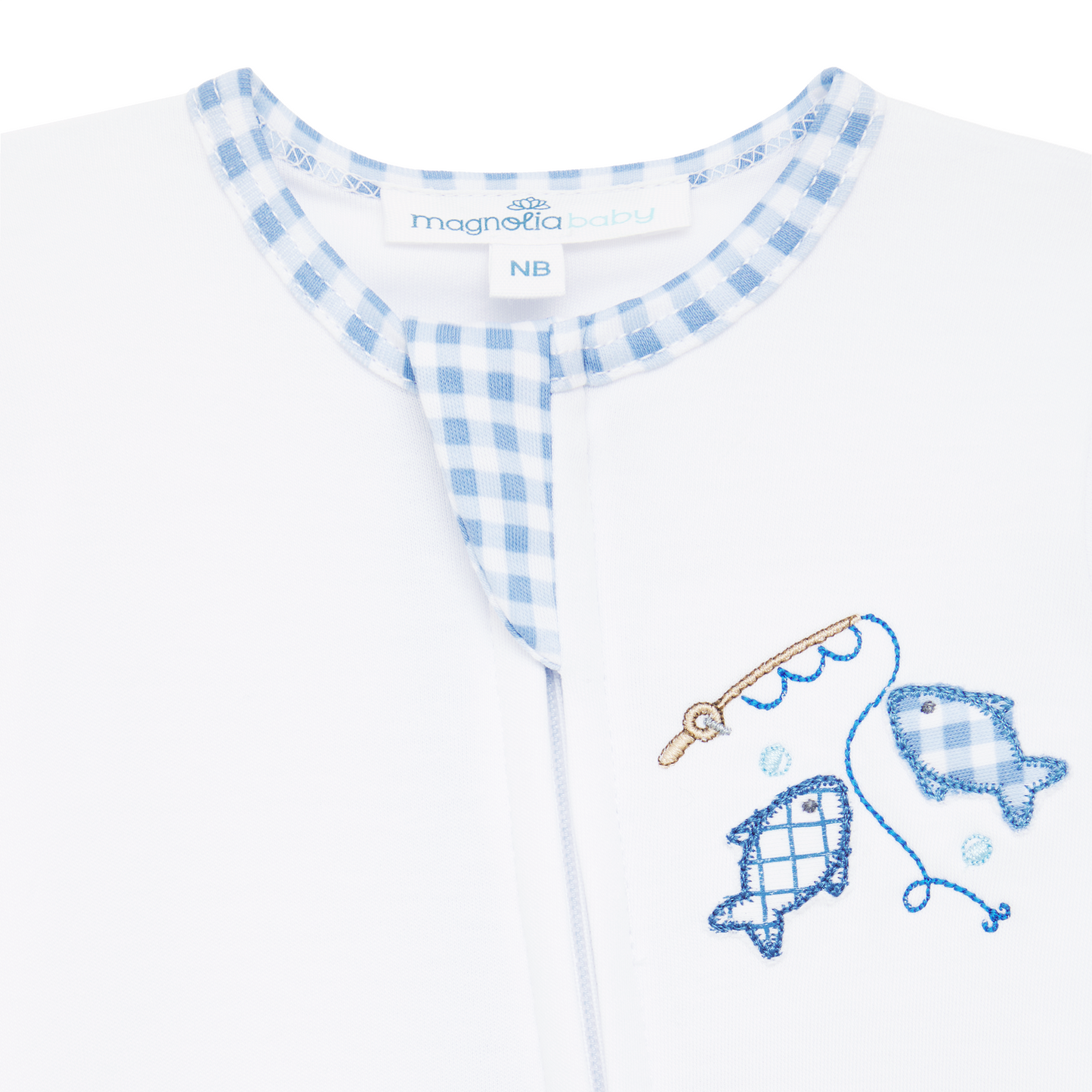 Magnolia Baby Gone Fishing Applique Zip Footie
