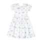 Hope and Henry Puff Sleeve Sateen Dress--Delft Floral