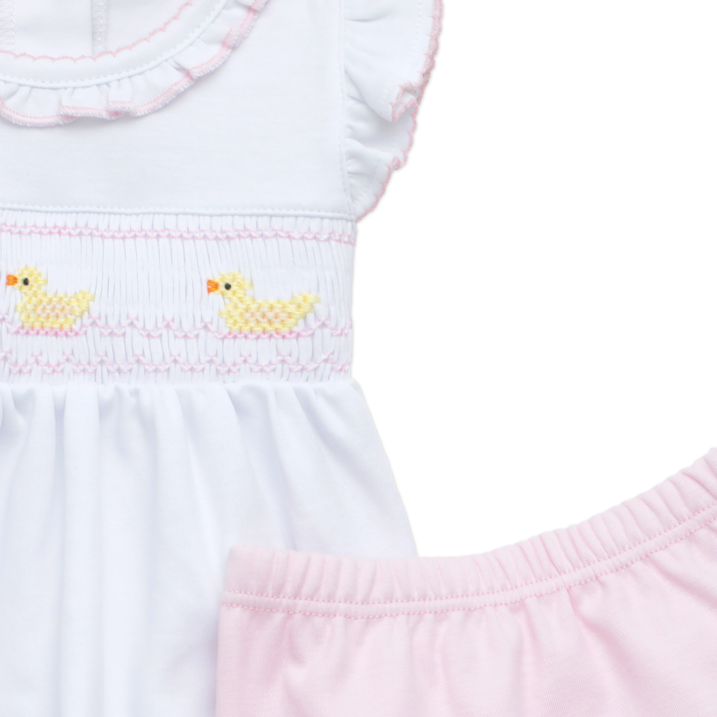 Magnolia Baby Little Ducklings Classics Smocked Ruffle Diaper Cover Set - Pink