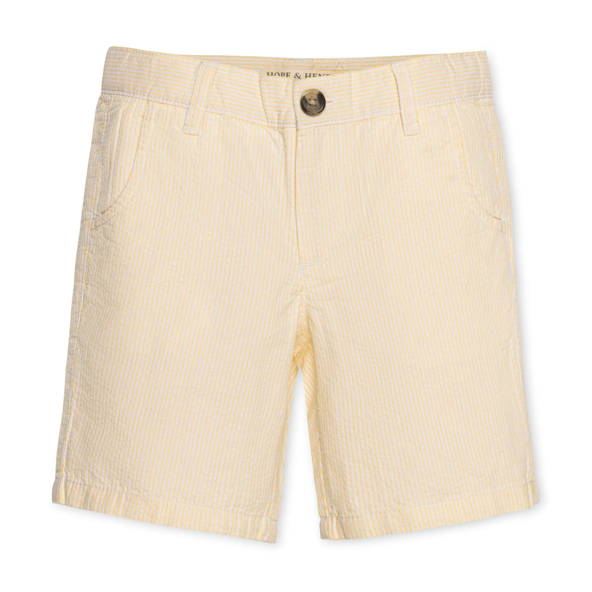 Hope and Henry Seersucker Shorts--Yellow Seersucker