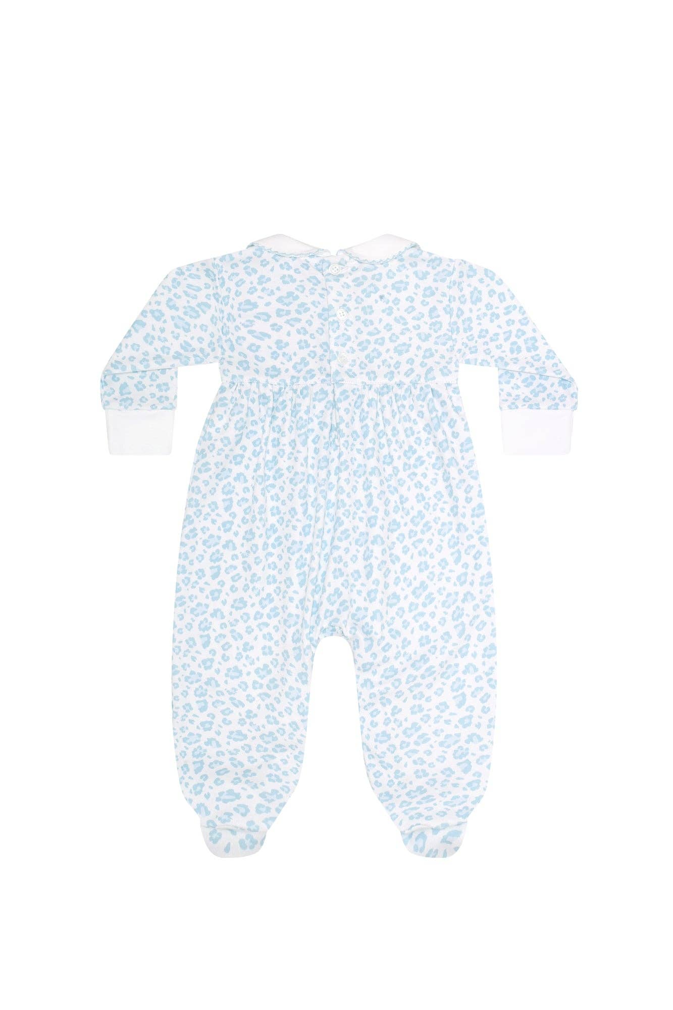 Nellapima Blue Cheetah Print Smocked Footie