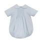 Petit Bebe Oliver Solid Light Blue Knit Boys Short Romper