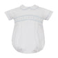 Petit Bebe Noa White Blue Knit Boy's Short Smocked Bubble