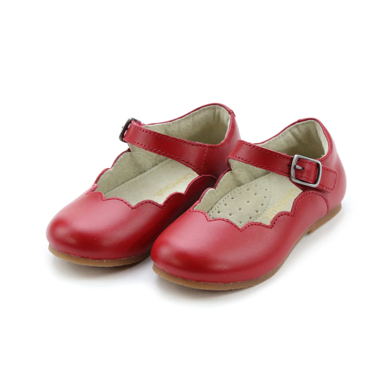 L'Amour Sonia Scalloped Flat Red