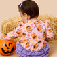 Rufflebutts Pumpkin Boo Crew Knit Long Sleeve Flutter Bubble Romper
