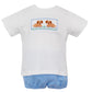 Petit Bebe Garden Puppies Peri Blue Knit Stripe Set