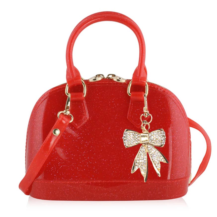 Carrying Kind Cate: Red Sparkle Crystal Teddy Purse