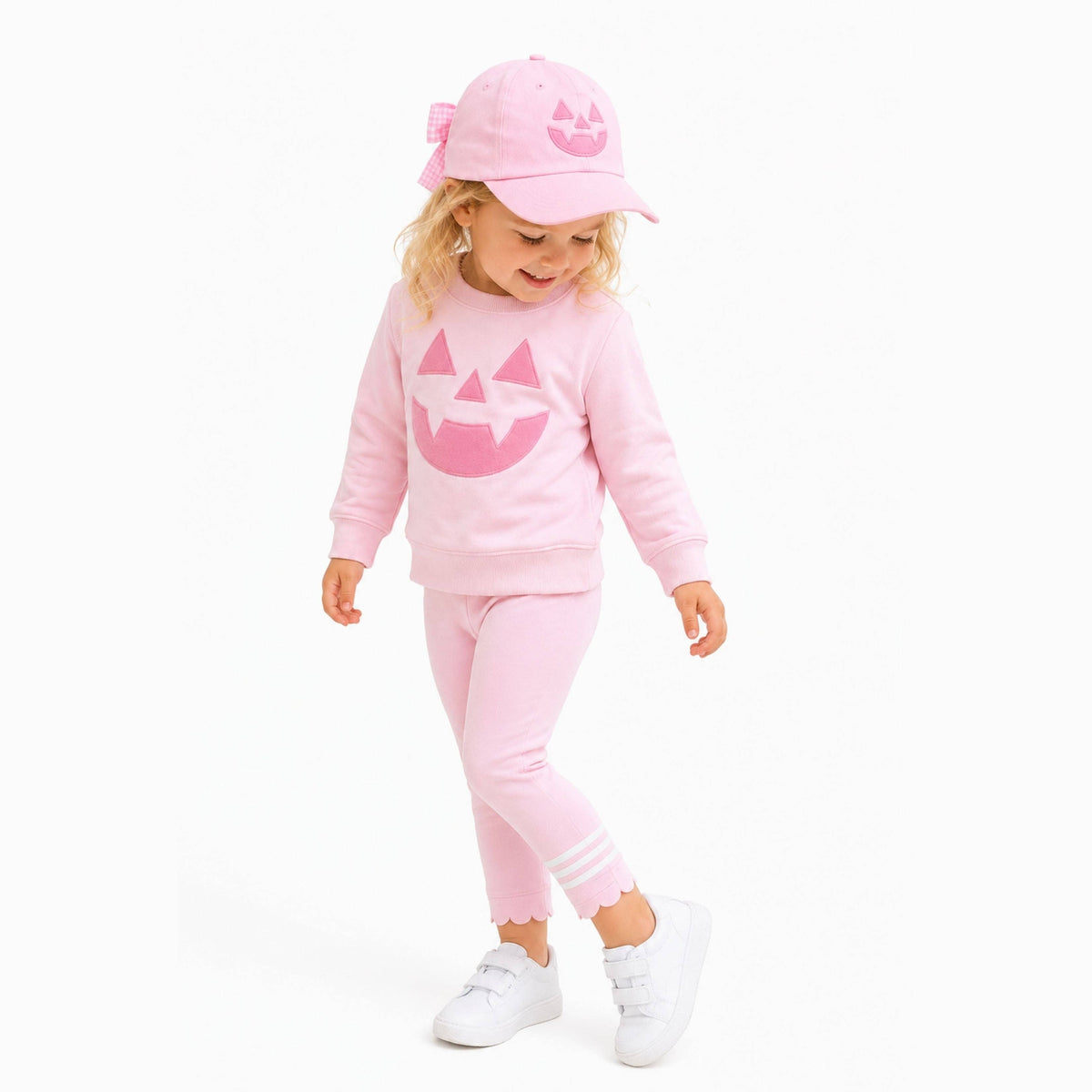 Bits and Bows Pink Jack-O-Lantern Bow Baseball Hat