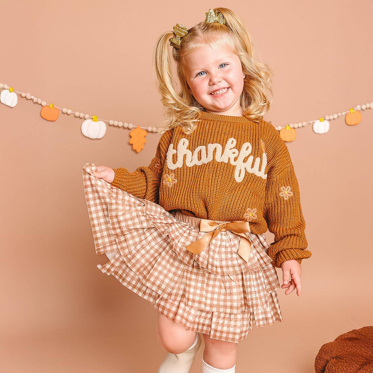 Sweet Wink Thankful Thanksgiving Knit Sweater - Kids Clothing - Fall