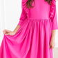 Mila and Rose Hot Pink 3/4 Sleeve Ruffle Twirl Dress