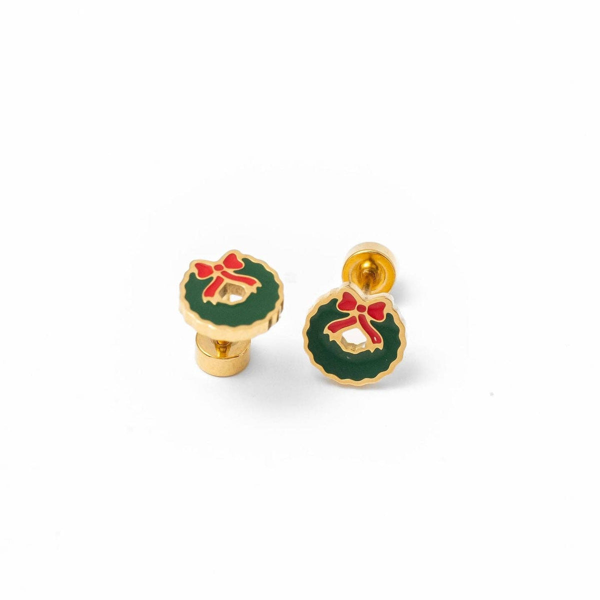 Pip Pop Post Wreath Stud Earrings - Hypoallergenic, Flat Back, Girl Gift