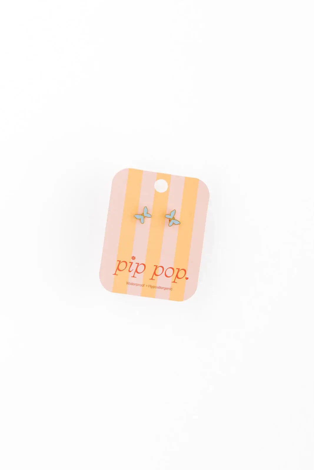 Pip Pop Post Enamel Butterfly Stud Earrings - Hypoallergenic, Flat Back
