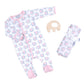 Magnolia Baby Pink Elephant Gift Set - Footie + Blanket + Teether