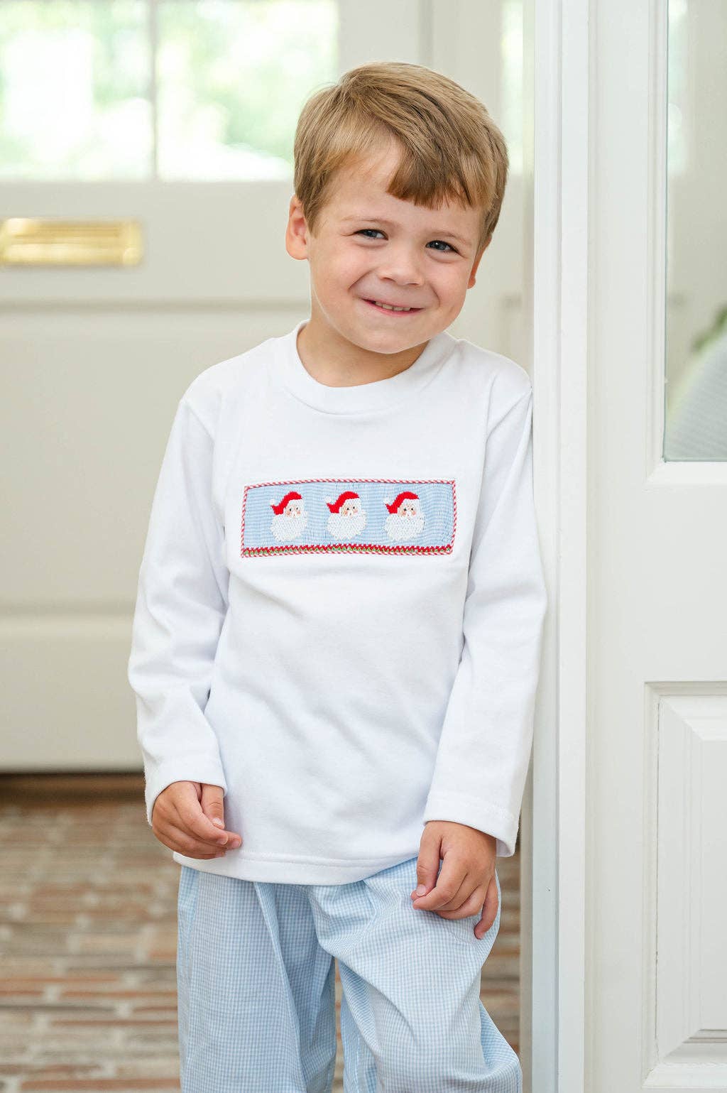 Ruth and Ralph Santa Claus Smocked Beau T-Shirt/Pants Set