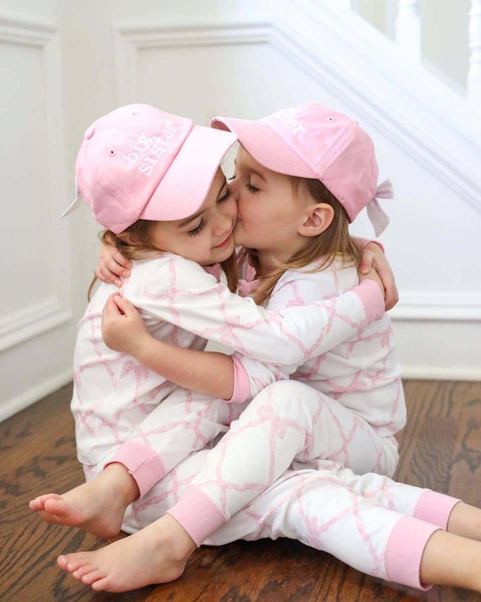 Bits and Bows Big Sister Bow Baseball Hat (Baby, Youth)