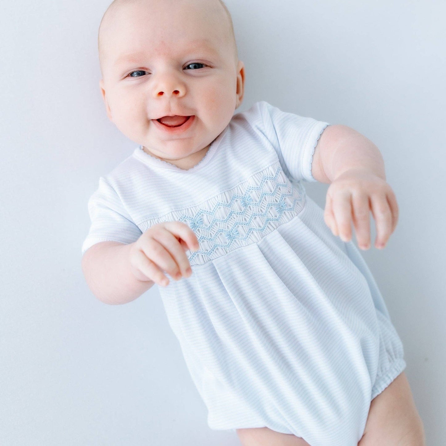 Magnolia Baby Jacob Smocked Bubble - Light Blue