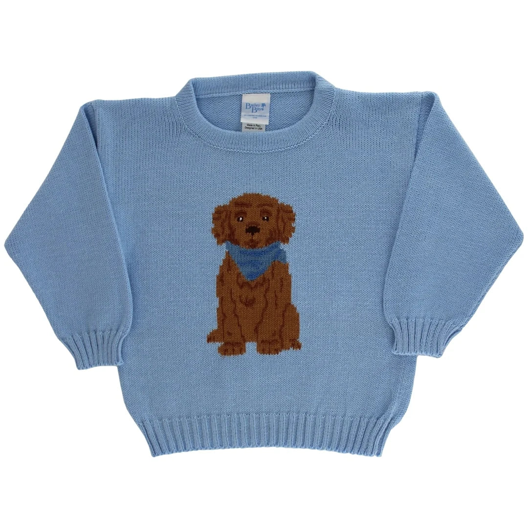Bailey Boys Crew Neck Sweater Doodle on Light Blue