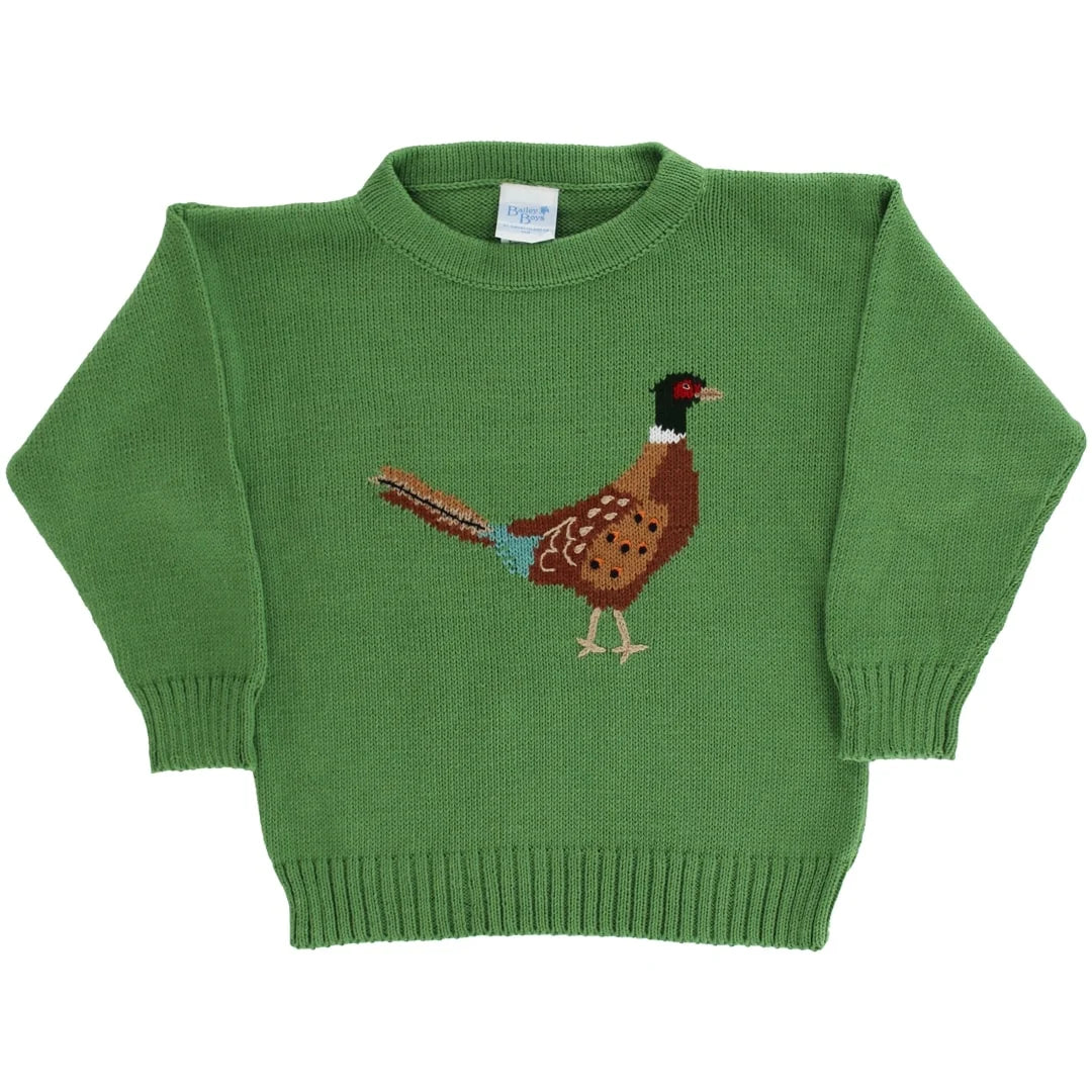 Bailey Boys Crew Neck Sweater Pheasant on Sage Green