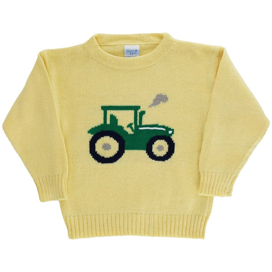 Bailey Boys Crew Neck Sweater Tractor on Yellow