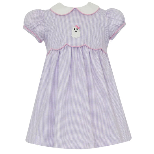 Petit Bebe Ghost Girl's Purple Knit Gingham Girl's Dress