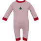 Petit Bebe Christmas Tree Red Striped Knit Long Romper--Boys