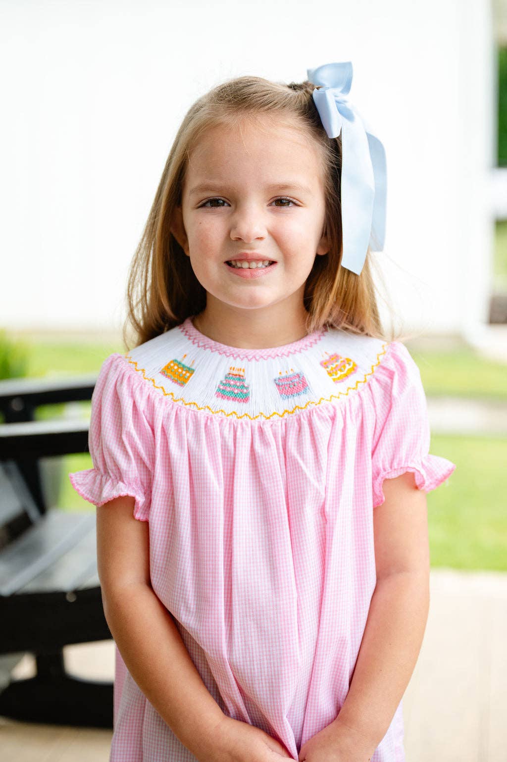 Ruth and Ralph Pink Birthday Cakes Smocked Helen Dress