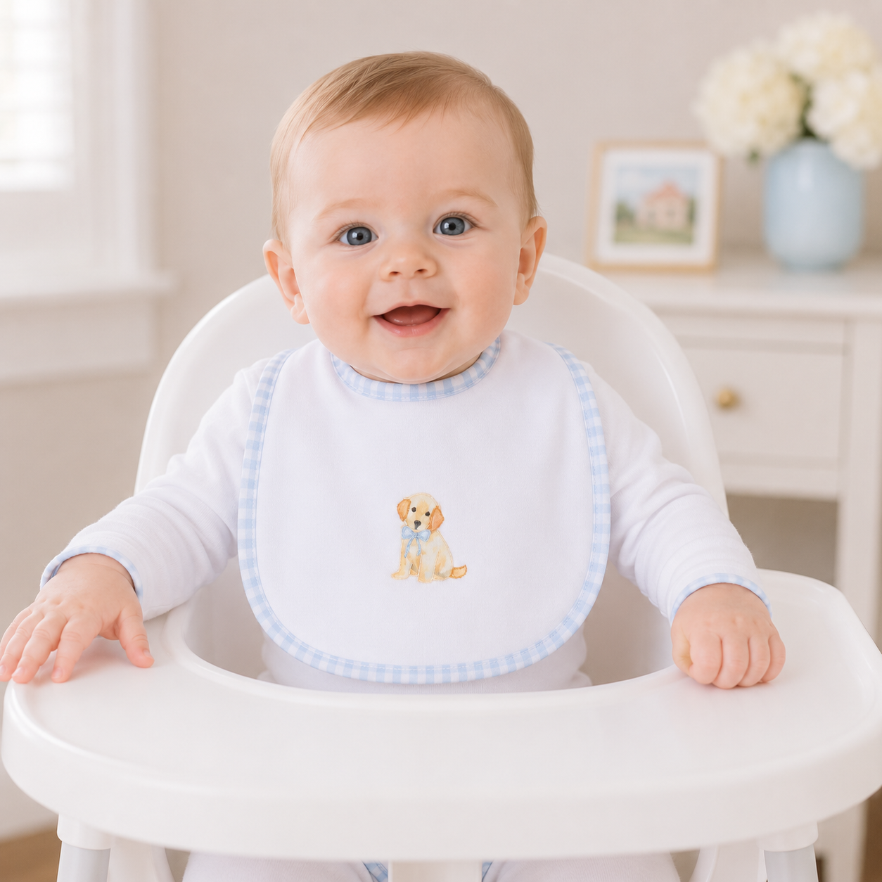 Magnolia Baby Sweet Golden Bib - Light Blue