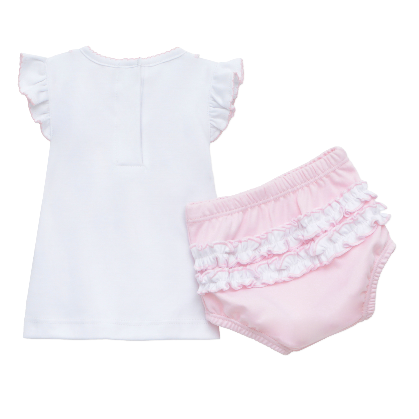 Magnolia Baby Little Ducklings Classics Smocked Ruffle Diaper Cover Set - Pink