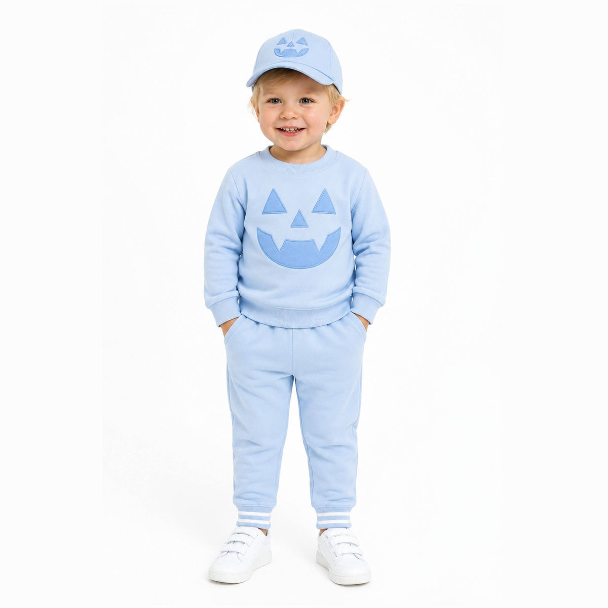 Bits and Bows Blue Jack-O-Lantern Baseball Hat
