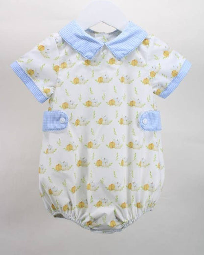 Baby Blessings Jordan Light Blue Pumpkin Bubble Romper