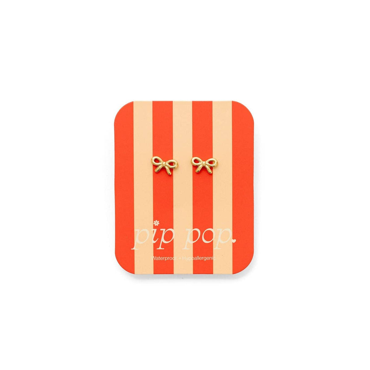 Pip Pop Post Bow Long Post Gold Stud - Hypoallergenic, Flat Back, Girl