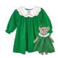 Petit Ami Knit Bear Doll with Green Dot Dress
