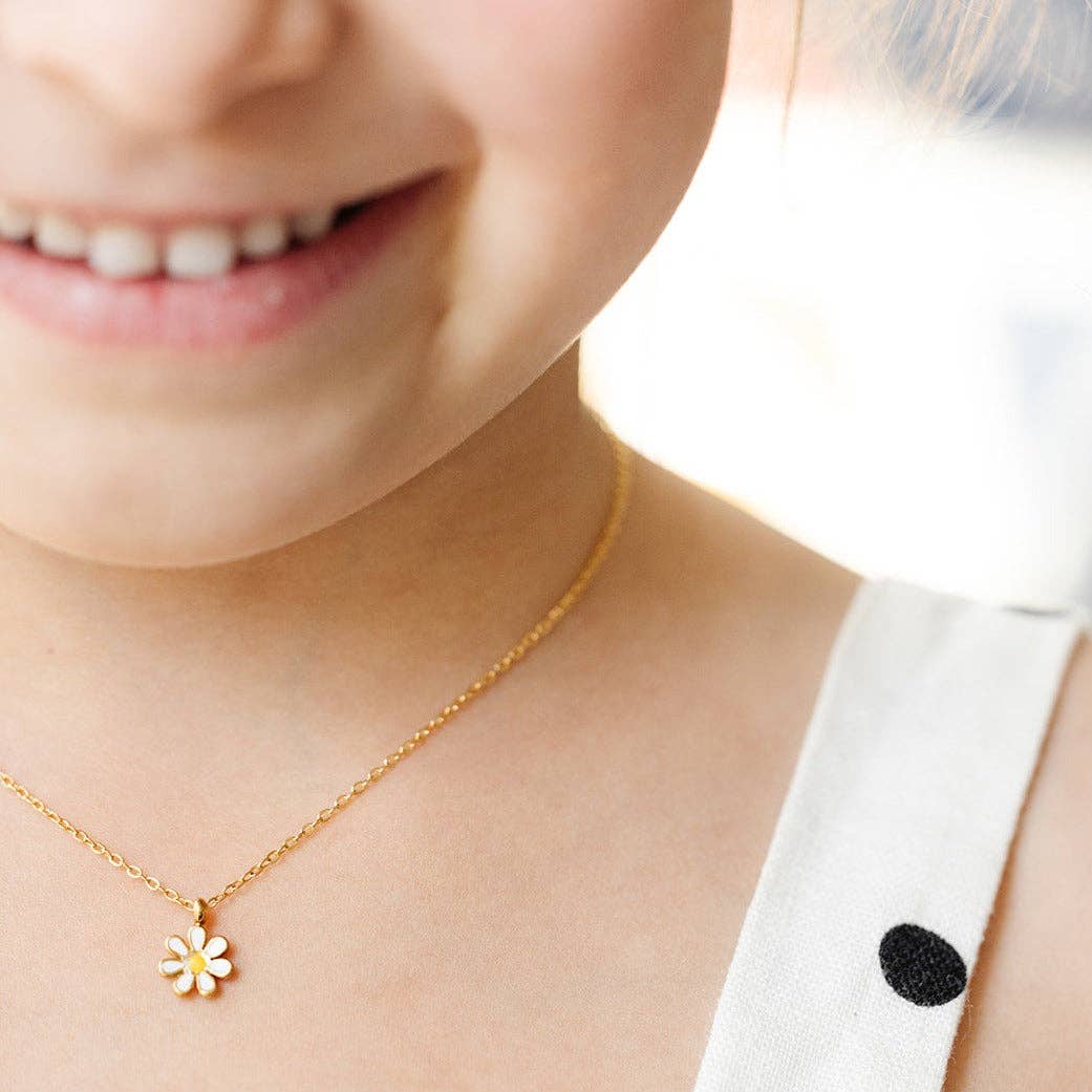 Pip Pop Post Daisy Pendant Necklace Earrings - Hypoallergenic, Girl Gift
