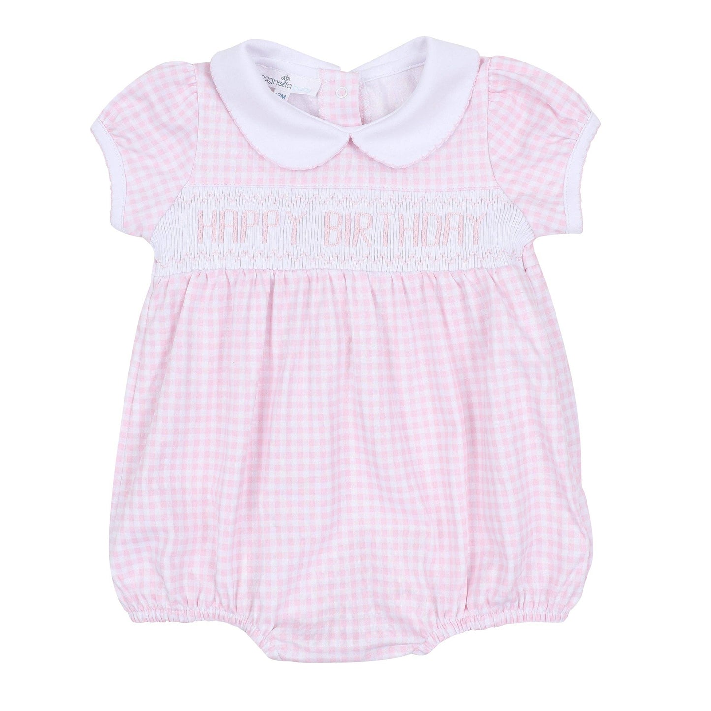 Magnolia Baby Birthday Classics Smocked Short Sleeve Bubble - Pink