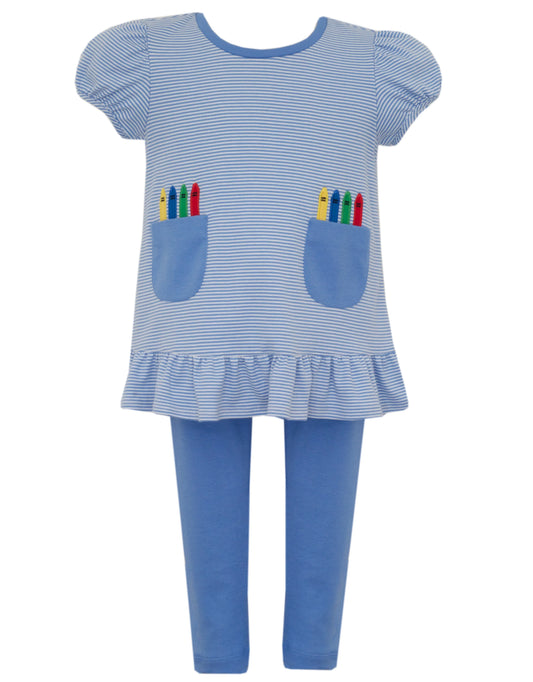Claire and Charlie Crayon Girl's Knit Stripe Tunic Set