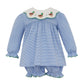 Claire and Charlie Mallard Duck Girl's Blue Striped Knit Bloomer Set