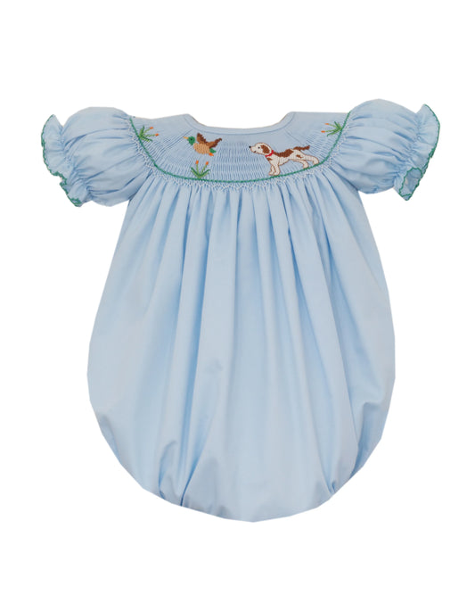 Anavini Hunting Dog Girl's Light Blue Twill Short Bishop Bubble