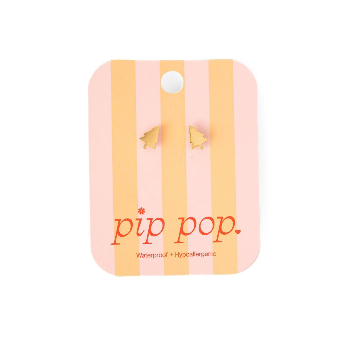 Pip Pop Post Christmas Tree Stud Earrings - Hypoallergenic, Flat Back,
