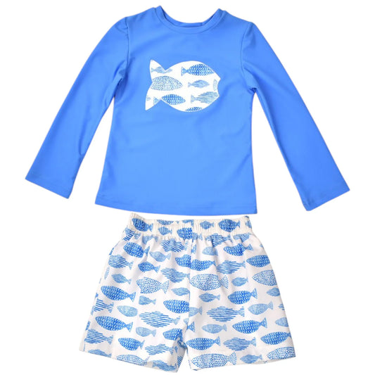 Funtasia Too Fish Swim Trunks and Rash Guard Set